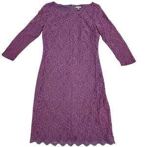 Dana Buchman Purple‎ 3/4 Sleeve Lace Dress Size 4